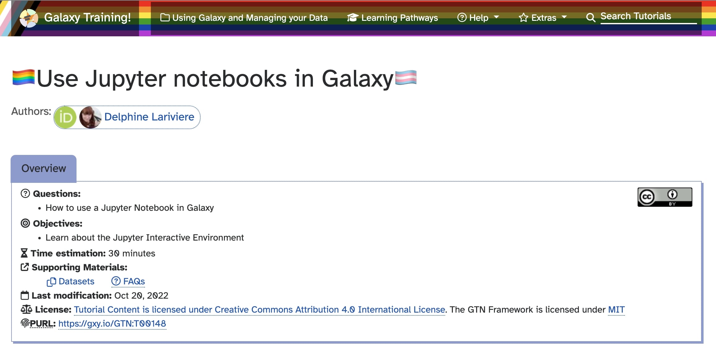 Capture d'écran de l'introduction à Jupyter notebook, montrant quelques modalités de la formation (objectifs, durée, date...)
