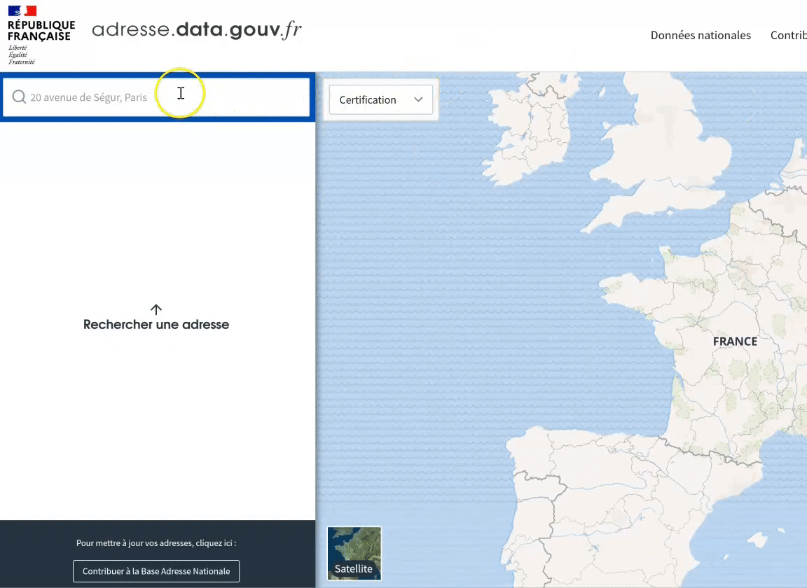 Géolocalisation de la Pyramide du Louvre sur adresse.data.gouv.fr.