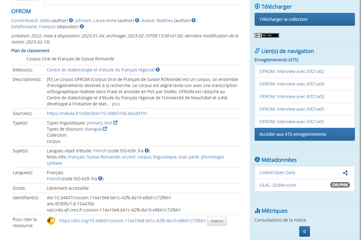 Exemple de métadonnées OLAC