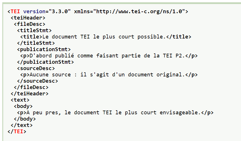 Exemple de balisage au format TEI