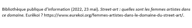 Bibliothèque publique d'information (2022, 23 mai). Street-art : quelles sont les femmes artistes dans ce domaine. Eurêkoi ? 