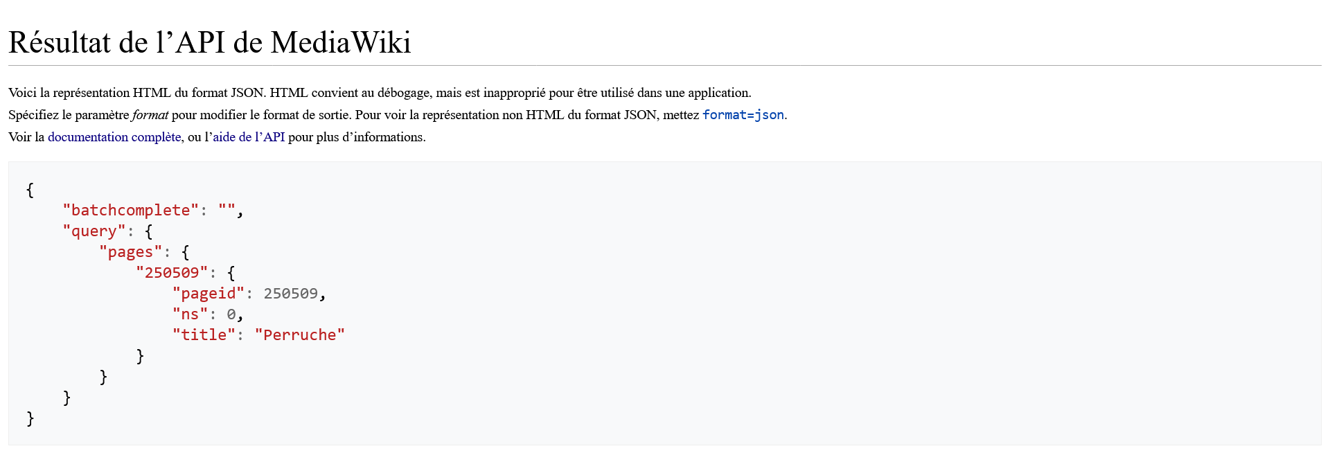 Résultat de la requête la plus simple