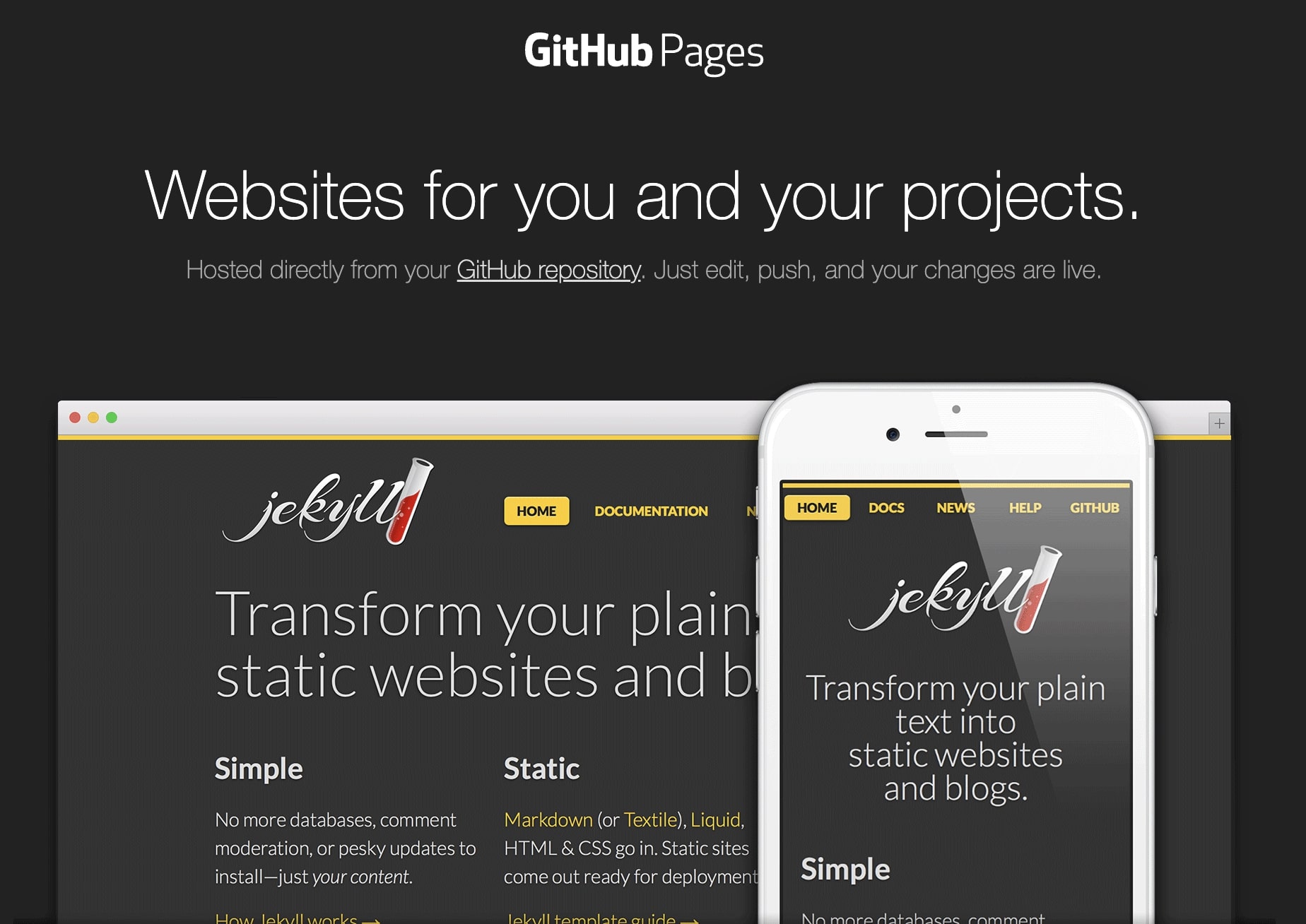 Page d'accueil de GitHub Pages